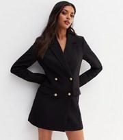 New Look Black Double Breasted Long Blazer